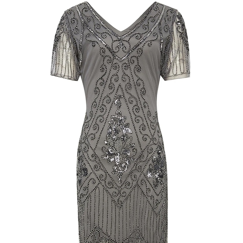 Babeyond grey sequins flapper dress 20s costume small womens nwot